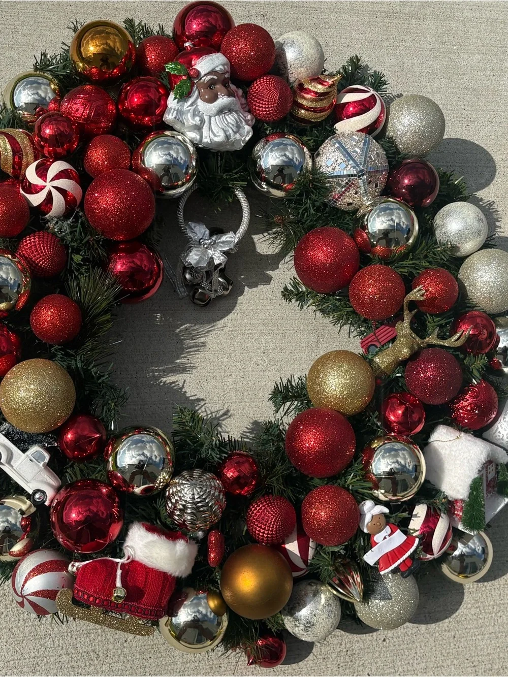 Custom Red & Gold Holiday Wreath -